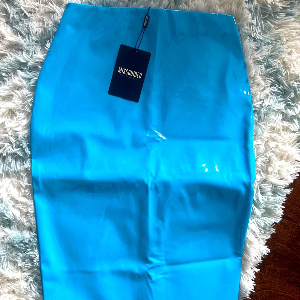 Missguided Bright Blue PVC Midi Skirt